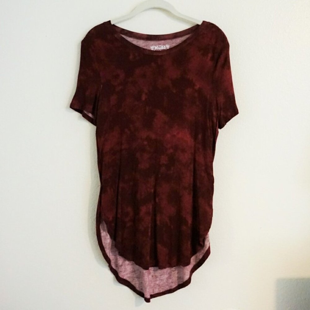 Long Mudd High Low Maroon Tie Dye Top